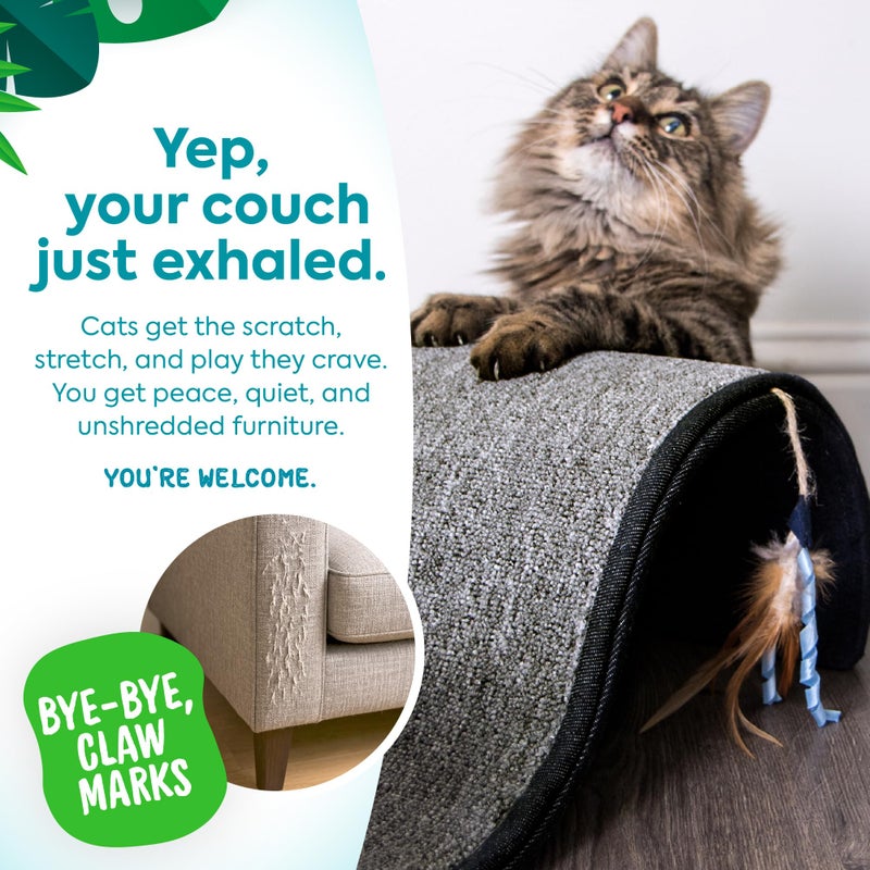 Petlinks Instincts by SmartyKat Dream Curl Carpet & Sisal Cat Scratcher, Dual-Surface Curl for Scratching, Lounge & Hide for Cats & Kittens, Gray & Denim, One Size - Image 4